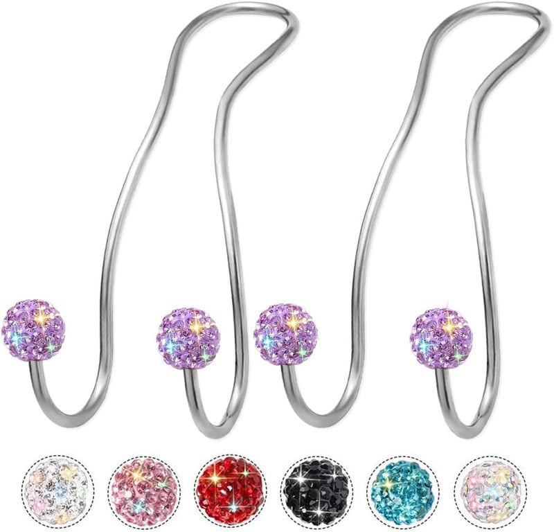 MTGOCHA Bling Purse Hook for Car Headrest, Upgraded Cute Car Seat Hooks for Bag Handbag, Durable Stainless Auto Purse Hanger Holder 2 Pack, Light Purple - Image 1